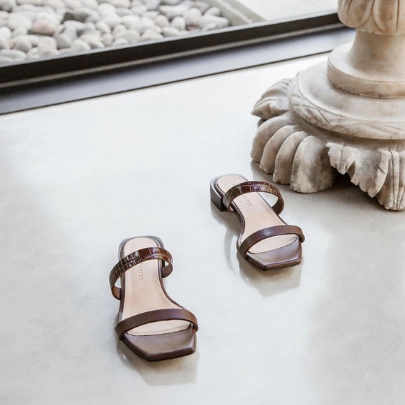 Dear Frances | Breeze Sandal Croc Brown Two Strap - Picture 2 of 5